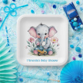 Baby Elephant mit Truck Baby Dusche Pappteller (Party)
