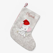 Baby Elephant mit Weihnachtsmannmütze, Glittery Bo Kleiner Weihnachtsstrumpf (Vorderansicht (hängend))