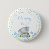 Baby Elephant Mommy to Be Button - Blue (Vorderseite)