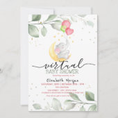 Baby Elephant Moon Balloons Virtual Baby Dusche Einladung (Vorderseite)