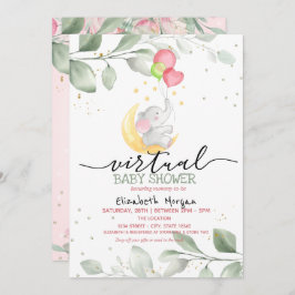 Baby Elephant Moon Balloons Virtual Baby Dusche Einladung