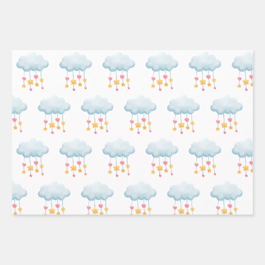 Baby Elephant Moon Cloud Stars Hört Niedlich Geschenkpapier Set (Vorderseite 2)