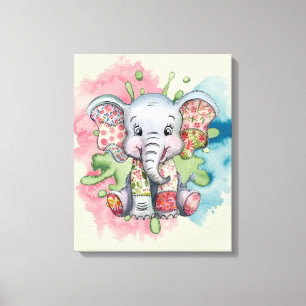 Baby Elephant nähen Blumenpflaster jedes Kind Leinwanddruck