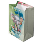 Baby Elephant nähen Blumenpflaster jedes Kind Mittlere Geschenktüte (Vorderseite Schrägansicht)