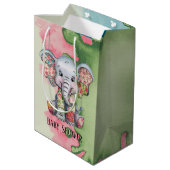 Baby Elephant nähen Blumenpflaster jedes Kind Mittlere Geschenktüte (Rückseite Schrägansicht)