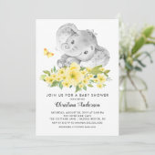 Baby Elephant Neutral Baby Dusche Einladung (Stehend Vorderseite)