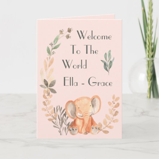 Baby Elephant New Baby Card Dankeskarte (Vorderseite)