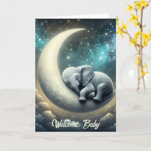 Baby Elephant New Birth Glückwunsch Karte (Gelbe Blume)