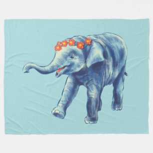 Baby Elephant Niedlich Blue Kids Fleecedecke