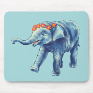 Baby Elephant Niedlich Blue Kids Mousepad