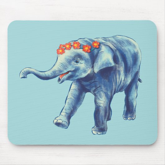 Baby Elephant Niedlich Blue Kids Mousepad (Vorne)