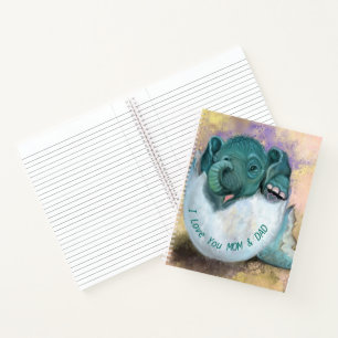 Baby Elephant Notebook Text I Liebe You Mon and Va Notizblock