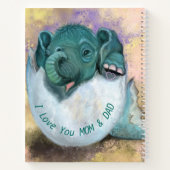 Baby Elephant Notebook Text I Liebe You Mon and Va Notizblock (Rückseite)