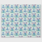 Baby Elephant Oh Baby Boy Baby Dusche Geschenkpapier (Flach)