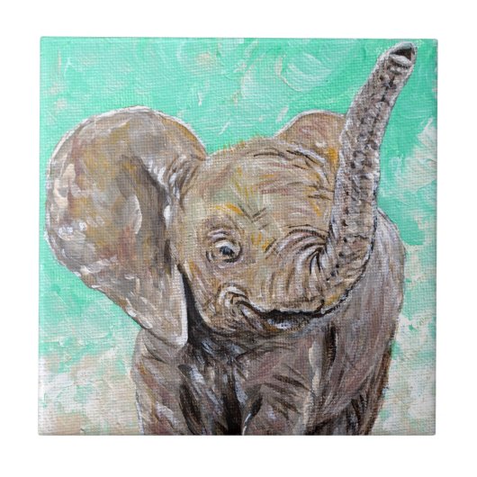 Baby Elephant Painting Fliese (Vorderseite)