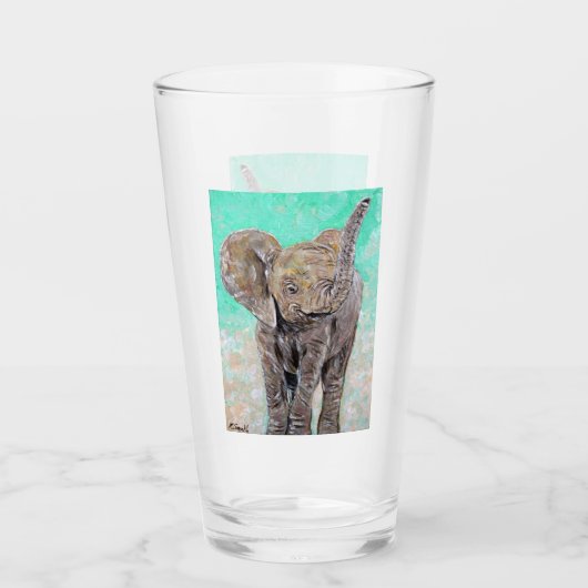 Baby Elephant Painting Glas (Vorderseite)