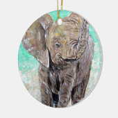 Baby Elephant Painting Keramik Ornament (Links)