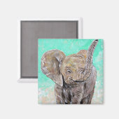 Baby Elephant Painting Magnet (Vorderseite/Rückseite)