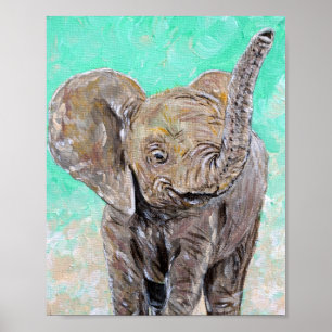 Baby Elephant Painting Poster