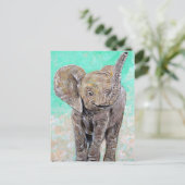 Baby Elephant Painting Postkarte (Stehend Vorderseite)