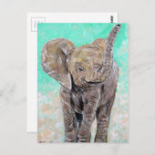 Baby Elephant Painting Postkarte (Vorne/Hinten)