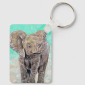 Baby Elephant Painting Schlüsselanhänger (Rückseite)