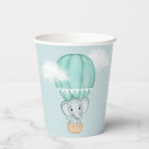 Baby Elephant Pale Green Hot Air Ballon Dusche