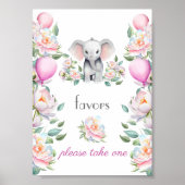 Baby Elephant Peonies, Balloons Favoriten Poster (Vorne)