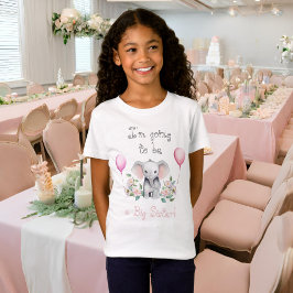 Baby Elephant Peonies, Eucalyptus Big Sister T-Shirt