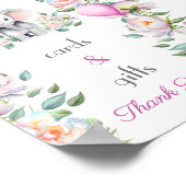 Baby Elephant Peonys, Balloons Karten & Geschenke Poster (Ecke)