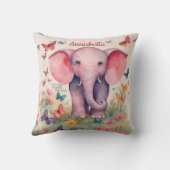 Baby Elephant Personalisiertes Geburtsdatum Kissen (Rückseite)