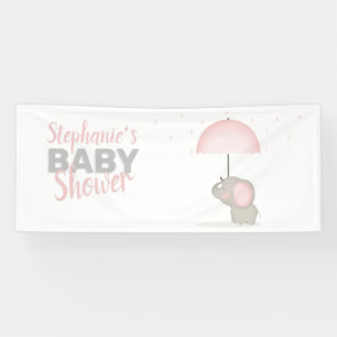 Baby Elephant Pink Baby Dusche Banner
