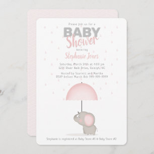 Baby Elephant Pink Baby Dusche Einladung