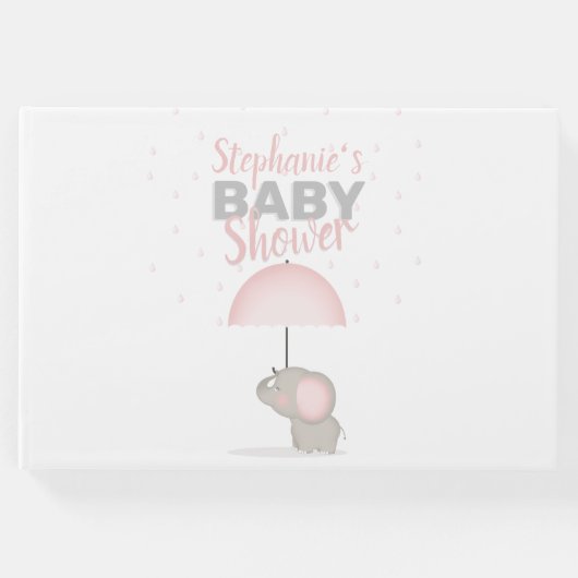 Baby Elephant Pink Baby Dusche Gästebuch (Vorderseite)