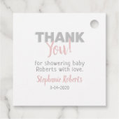 Baby Elephant Pink Baby Dusche Geschenkanhänger (Rückseite)