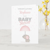 Baby Elephant Pink Baby Dusche Karte (Gelbe Blume)