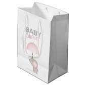 Baby Elephant Pink Baby Dusche Mittlere Geschenktüte (Rückseite Schrägansicht)