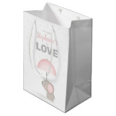 Baby Elephant Pink Baby Dusche Mittlere Geschenktüte (Vorderseite Schrägansicht)
