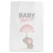 Baby Elephant Pink Baby Dusche Mittlere Geschenktüte (Rückseite)