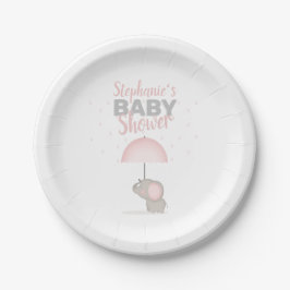 Baby Elephant Pink Baby Dusche Pappteller