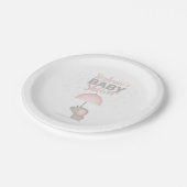 Baby Elephant Pink Baby Dusche Pappteller (Schrägansicht)