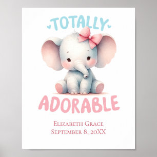 Baby Elephant Pink Baby Girl Kinderzimmer Wall Art Poster