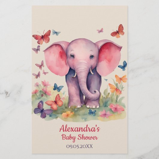 Baby Elephant Pink Baby Predictions Karte (Rückseite)