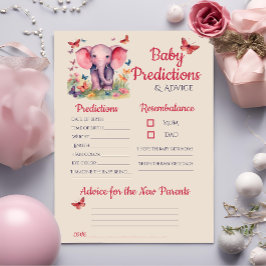 Baby Elephant Pink Baby Predictions Karte
