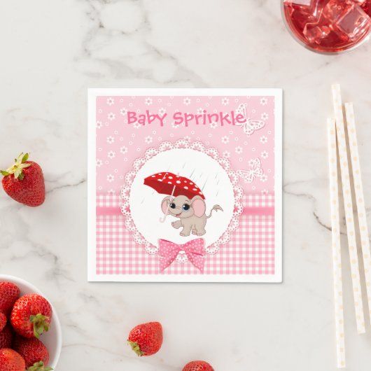 Baby Elephant Pink Baby Sprinkle Party Napkin Serviette (Beispiel)