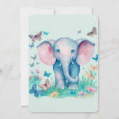 Baby Elephant Pink Boys Babydusche Einladung (Rückseite)
