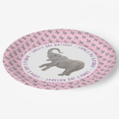 Baby Elephant Pink Geburtstag Pappteller (Schrägansicht)