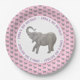 Baby Elephant Pink Geburtstag Pappteller