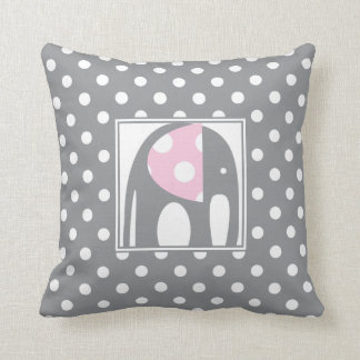 Baby Elephant | Pink & Gray Polka Dots Kissen