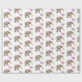 Baby Elephant pink & violet balloon Gift Wrapping Geschenkpapier (Flach)